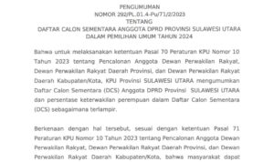 Surat Pengumuman DCS DPRD Sulut