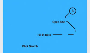 infografis sederhana yang menunjukkan alur pengecekan: HP -> Buka Situs -> Isi Data -> Klik Cari.