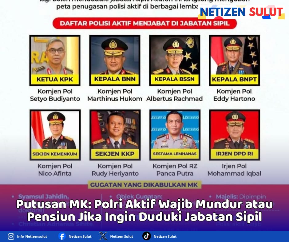 Putusan MK: Polri Aktif Wajib Mundur atau Pensiun Jika Ingin Duduki Jabatan Sipil