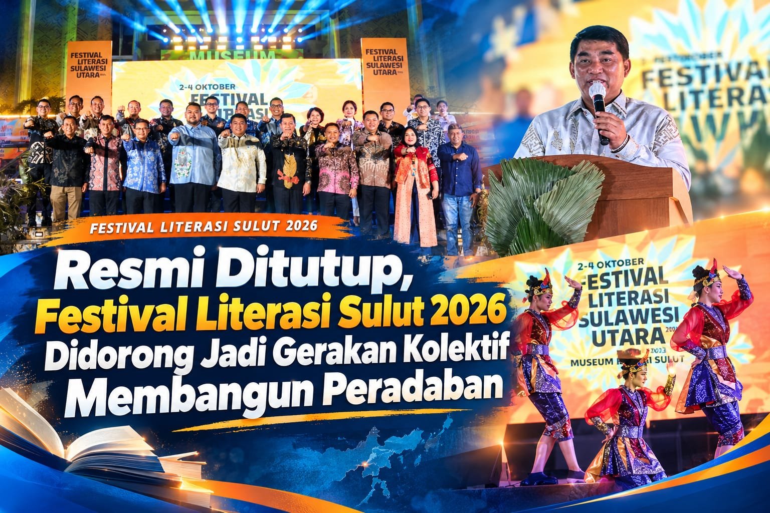 Resmi Ditutup, Festival Literasi Sulut 2026 Didorong Jadi Gerakan Kolektif Membangun Peradaban