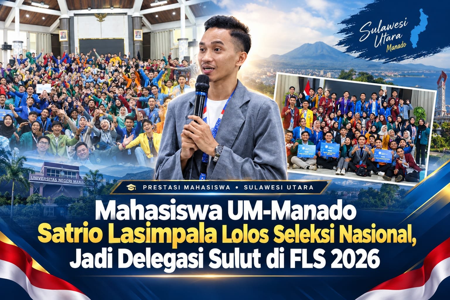 Prestasi Nasional ! Mahasiswa UM-Manado Satrio Lasimpala Lolos Seleksi Nasional, Jadi Delegasi Sulut di FLS 2026